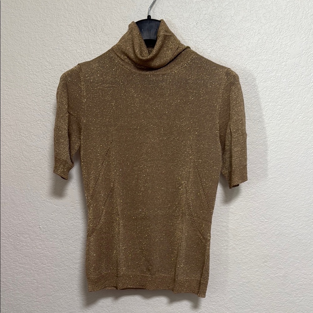 *Vintage Apriori Gold Shimmer Short Sleeve Turtleneck Top Size 8